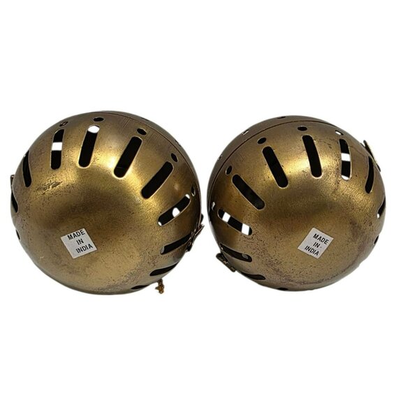 2 Vintage Brass Hanging Sphere Ornament Pomander Ball Hinged Fragrance Diffuser - Picture 2 of 10